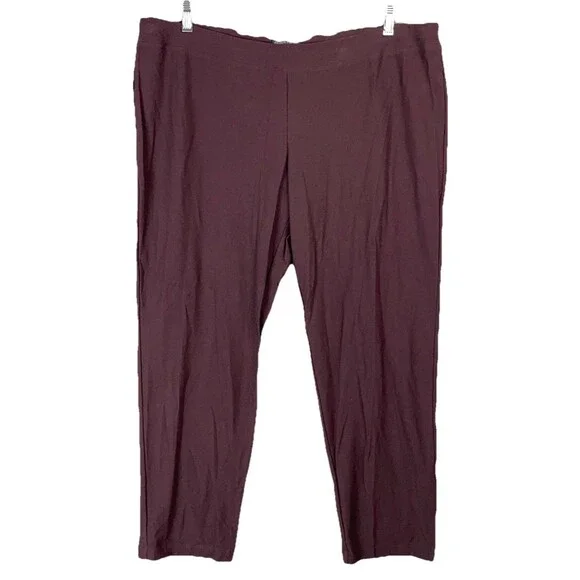 Eileen Fisher Women XL Stretch Crepe Slim Ankle Pant Purple Pull On Drapey READ - Picture 1 of 9